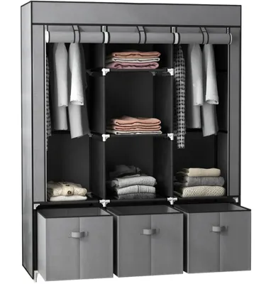 Produktbild von Stoffschrank Kleiderschrank Faltschrank,3 Schubladen,Aufbewahrungslösung,125x43x162,5 cm