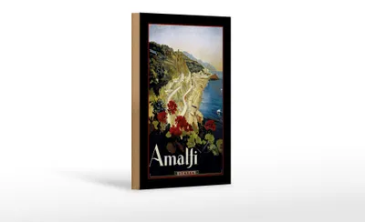 Produktbild von Holzschild Reise 12x18 cm Amalfi Italien malerisches Bild Deko Schild