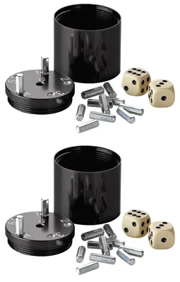 Produktbild von BestSaller 30032 SUPER SIX Würfelspiel Aluminum 'Sonder Edition', 36 Spielstäbchen & 2 Würfel, schwarz (2 Stück)