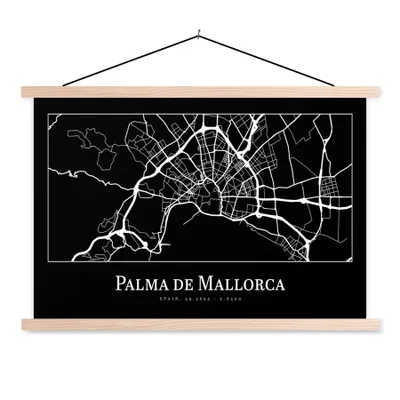 Produktbild von MuchoWow® Textilposter Karte - Stadtplan - Palma de Mallorca - Karte 60x40 cm mit holzfarbenen Rahmen - Bilder