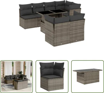 Produktbild von The Living Store 8-tlg. Garten-Sofagarnitur mit Kissen Grau Poly Rattan