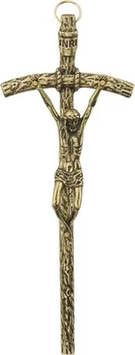 Obrázek produktu pro Papežský závěsný kříž, mosaz a zlato, 14,5 cm