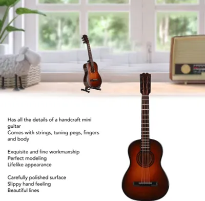 Produktbild von Miniatur-Gitarrenmodell, exquisites Lindenholz, Mini-Elektrik für Heiminstrumentendekoration, 7,9 Zoll