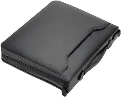 Immagine prodotto di Cartella portadocumenti A4 - Cartella portadocumenti multiuso - Nera - Rilegatura in Pelle finta - 36x30x6 cm