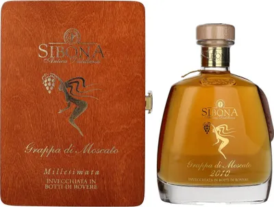 Produktbild von Sibona RISERVA SPECIALE Grappa di Moscato MILLESIMATA 2010 44% Vol. 0,7l in Holzkiste
