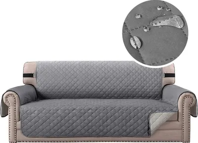 Produktbild von Sofaschoner / Sofaüberwurf für 2-Sitzer Sofa 116 cm – Grau, gestepptes Design
