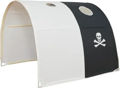 Produktbild von Homestyle4u 1439, Kinder Pirat Tunnel Für Hochbett, Baumwolle, Schwarz Weiß, 100 x 90 x 70 cm