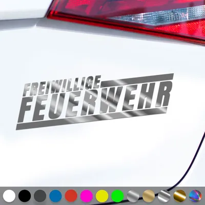 Produktbild von PantherPixel Freiwillige Feuerwehr Aufkleber Schriftzug Neon Sticker Auto Geschenkidee Farbe Chrom-Silber