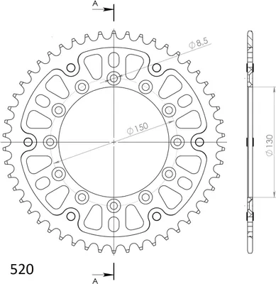 Produktbild von Stealth-Kettenrad Supersprox 520 - 50Z (gold) RST-245/2:50-GLD|ID 130,0 LK 150,0 6-Loch/6-Loch