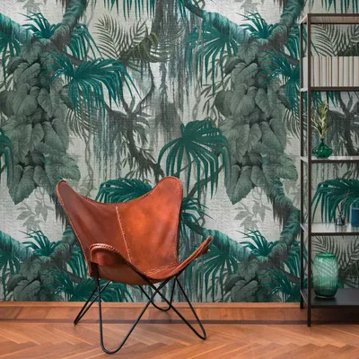 Produktbild von Profhome 398651-GU Fototapete Dschungel matt grün petrol grau 1,59 m x 2,8 m