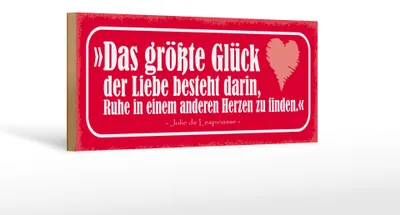Produktbild von Holzschild Spruch 27x10cm das größte Glück der Liebe Herz