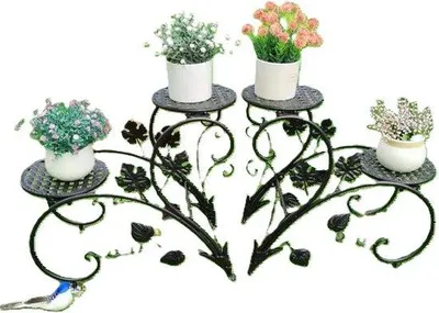 Zdjęcie produktu dla Dwuczęściowe stojaki na rośliny – 93 (dł.) x 23 (szer.) x 40 (wys.) cm – metal – czarny