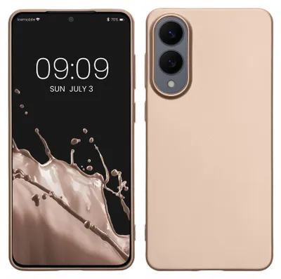 Produktbild von kwmobile Handyhülle für Samsung Galaxy S25 Edge Hülle - Silikon Case metallisch schimmernd - Schutzhülle Cover - Metallic Gold