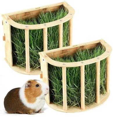 Productafbeelding van Konijnenhuis - 2 stuks - 25 x 18,8 x 13 cm - Milieuvriendelijk houten huis van loofhout - Voerhuis