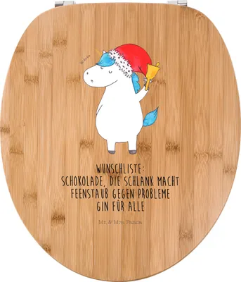 Produktbild von Mr. & Mrs. Panda Toilettendeckel Einhorn Weihnachtsmann - Transparent - Geschenk, klo deckel, Gin, Unicorn, Weihnachten, Einhörner, Schokolade, Klo-Deckel, Klobrille