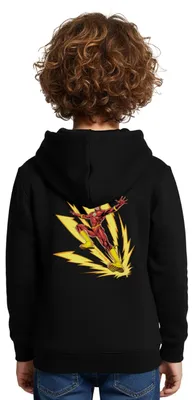 Produktbild von Spreadshirt DC Comics Justice League The Flash Blitze Kinder Premium Hoodie, 110/116 (4 Jahre), Schwarz
