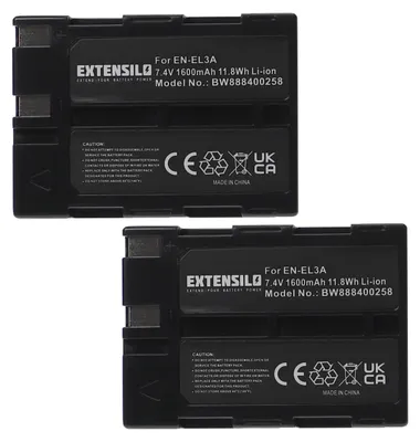 Produktbild von EXTENSILO 2x Akku kompatibel mit Nikon D70, D50, D100, D70s, D100 SLR Kamera (1600 mAh, 7,4 V, Li-Ion)