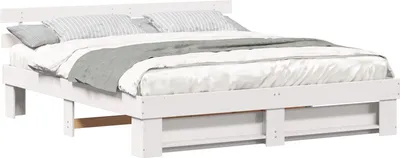 Obrázok produktu pre Rám postele Biela 200 x 200 cm Masívne borovicové drevo