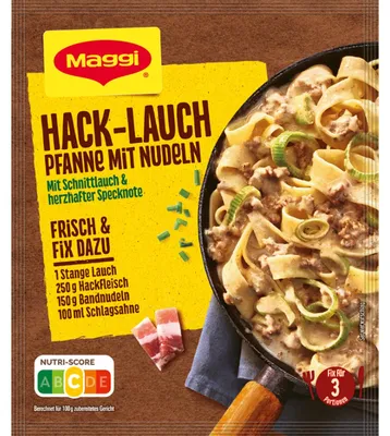 Zdjęcie produktu dla Maggi Fix Hack – patelnia z porem i makaronem, mieszanka przyprawowa – szybkie i smaczne, 42 g