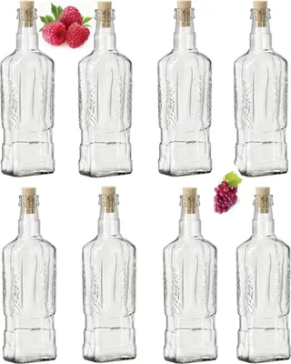 Produktbild von 8 x 0,5L Flasche mit Schraubverschlüss Weinballon Glasballon Weinflasche Gallone