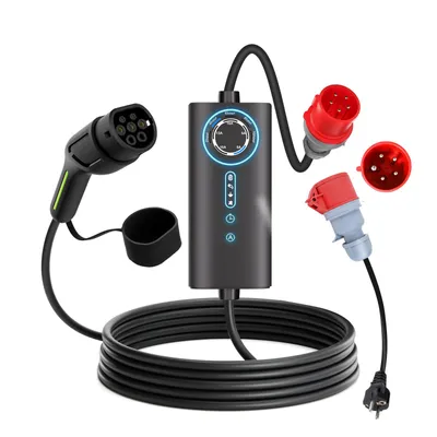 Produktbild von Junsun EV-Ladegerät, 11 kW, 6 Meter Kabel, Typ 2, 3-phasig, 6-16A, mit 3,5 kW Adapter
