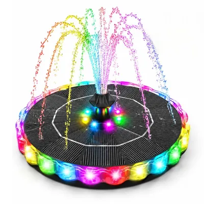 Produktbild von Solar Springbrunnen LED Garten schwimmend 8 Modi, Teichpumpe Solar Vogelbad Wasserpumpe für Garten & Pool ohne Strom