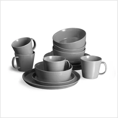 Produktbild von SPRINGLANE Geschirrset 16-tlg. Sweet Scandi, Anthrazitfarbiges Geschirrservice für 4 Personen aus New Bone Keramik, skandinavisches Design, matt