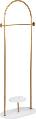 Produktbild von BELIANI Kleiderständer Gold u. Weiß Metall 174 cm Hoch Schmal mit Taschenablage Stange Standfuß Marmor Optik Freistehend Modern Industrie Design