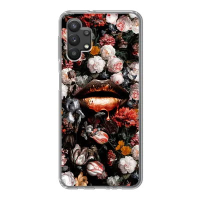 Produktbild von MuchoWow® Handyhülle Schutzhülle Hülle für Samsung Galaxy A32 5G Lippen - Blumen - Farbe - Orange - Kunst - Abstrakt - Alte Meister Silikon Softcase Handy Hülle - Softcase