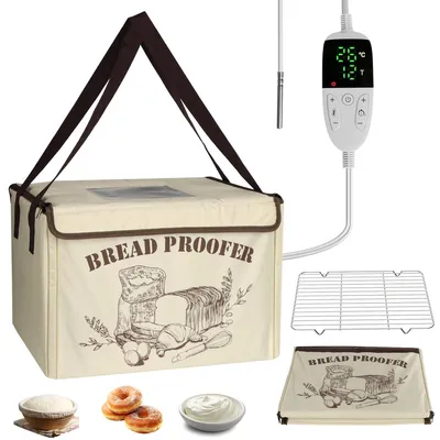 Produktbild von Teig Gärbox elektrisch, Sauerteig Gärbox mit Temperaturregelung 10–45°C, 3-seitige Heizung, Timer & NTC Sensor, klappbar für Brot, Pizza & Joghurt