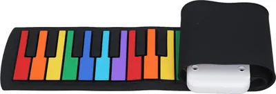 Produktbild von Roll-Up-Klavier mit 49 Tasten, verdicktes Silikon, wasserdicht, 500 mAh, bunt, faltbar, elektronische Musik für Kinder