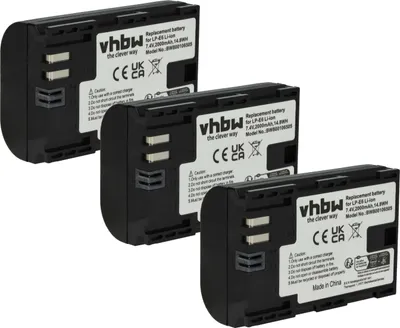Produktbild von vhbw 3x Akku Ersatz für Canon LP-E6 für Kamera (2000 mAh, 7,2 V, Li-Ion), Infochip