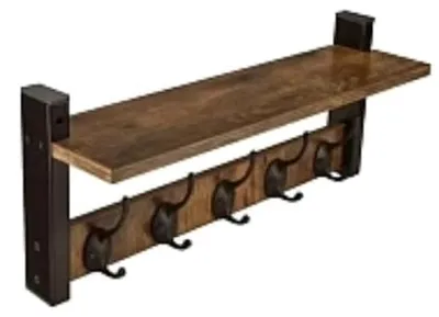 Wand-Kleiderhaken mit Ablage, Holz, 1 Stück