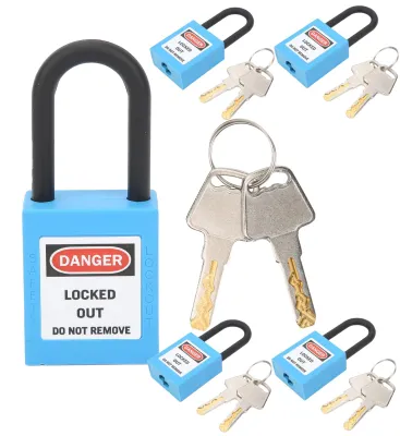 5er Set 38 mm Lockout-Tagout-Vorhängeschlösser, blau