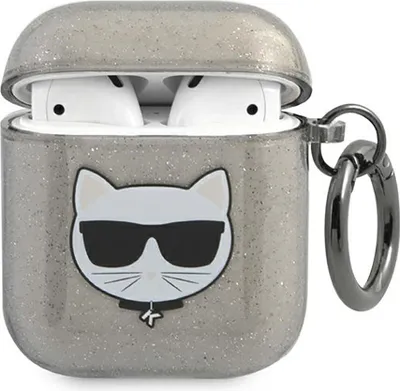 Produktbild von Karl Lagerfeld Kla2Uchgk Airpods 1/2 Abdeckung Czarny/Schwarz Glitter Choupette
