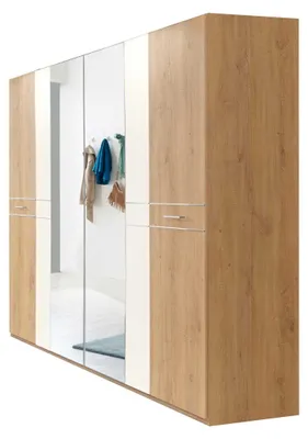 Produktbild von Kleiderschrank Drehtürenschrank Pamela 225x58x210cm plankeneiche weiß 4-türig
