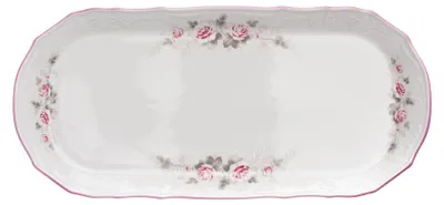 Produktbild von Thun 1794 Quadratisches Tablett, 37 cm, Tschechisches Porzellan, Bernadotte, rosa, rosa Streifen, Thun