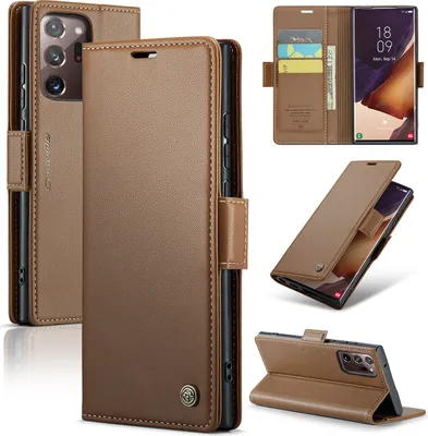 Immagine prodotto di Galaxy Note 20 Ultra Case, RFID Blocking Card, Advanced Flip Custodia in pelle con funzione Stand per Samsung Galaxy Note 20 Ultra 5G Brown