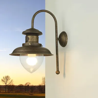 Produktbild von Wandlampe außen Maritim aus Messing Glas Rustikal in Bronze Außenleuchte Haus Garten Schiffslampe