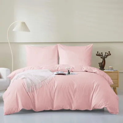 Zdjęcie produktu dla Różowa bawełniana pościel Adamask 220x200cm + 2 poszewki na poduszki 70x80cm