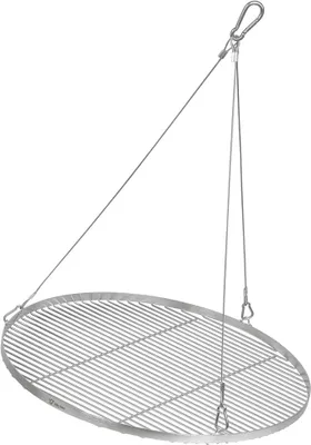 Imagen del producto de Rejilla para parrilla de acero inoxidable, redonda | Diámetro 70 cm | Rejilla para parrilla con sistema de suspensión por cuerda, rejilla colgante para parrilla giratoria | Rejilla colgante para trípode, rejilla para barbacoa | Rejilla para exteriores, rejilla de acero, accesorios para parrilla