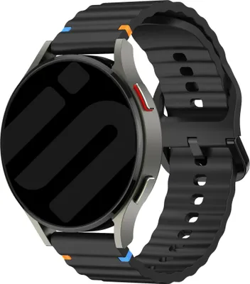 Produktbild von Strap-it Silikon-Wellenarmband passend für Samsung Galaxy Watch 7 (40/44mm) / Galaxy Watch 6 (Classic) / 5 (Pro) / 4 / 3 / FE Schwarz