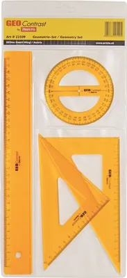 Produktbild von Geometrie-Set Geocontrast 4-teilig transparent gelb Packung mit 20 Stück