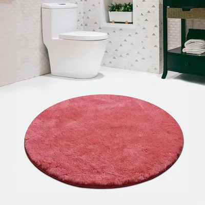 Imagen del producto de Alfombrilla de baño redonda, con superficie de textura suave, diámetro de 90 cm, para el baño