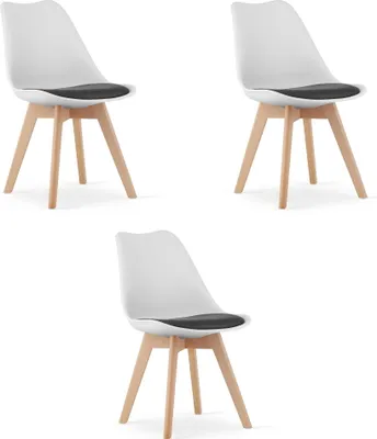 Obrázek produktu pro Židle MARK černobílá / přírodní nohy x 3