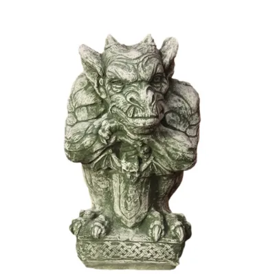 Produktbild von Schöner Gargoyle mit Schwert perfekt für den Garten die Terrasse oder den Vorgarten ist Frostfest Witterungsbeständig und Neu 37cm H, PO-1792