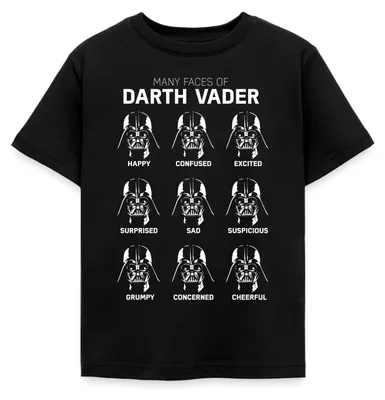 Produktbild von Star Wars Darth Vader Mimik Kinder T-Shirt, 122/128 (7-8 Jahre), Schwarz