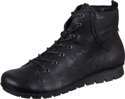 A single black boot shown against a white background.