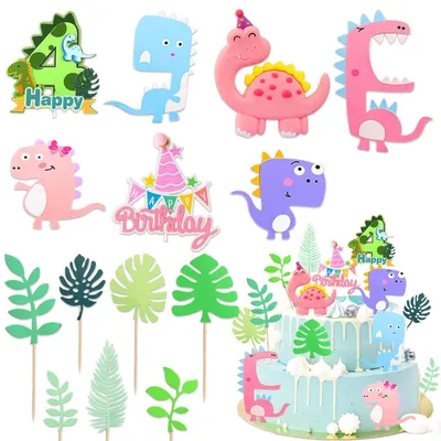 Dinosaurier-Cupcake-Topper, 16 cm, Papier, Farbe 4, 1 Stück