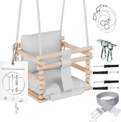 Produktbild von MAMOI® Babyschaukel, Schaukel Indoor und Outdoor, Holzschaukel für baby und Kinder, Kinderschaukel, Schaukeln aus Holz, Kleinkinderschaukel für kinderzimmer und türrahmen ab 1 jahr, 3 in 1